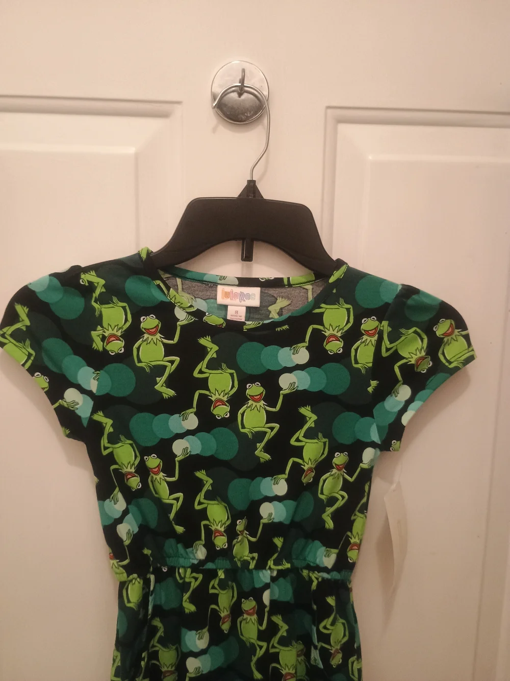 LuLaRoe Disney Mae dress featuring a Kermit the Frog Muppets print Girl Size 8